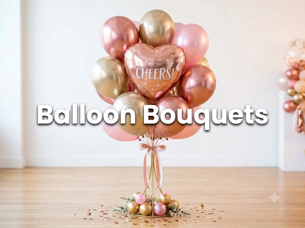 Standing balloon bouquets and table arrangements