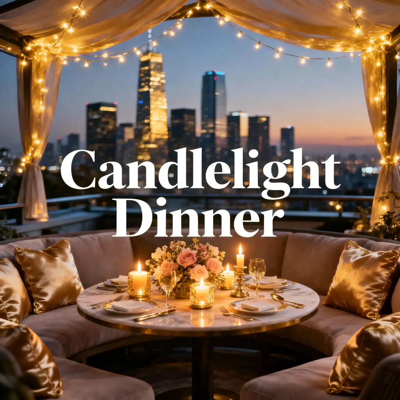 Romantic candlelight dinner setup