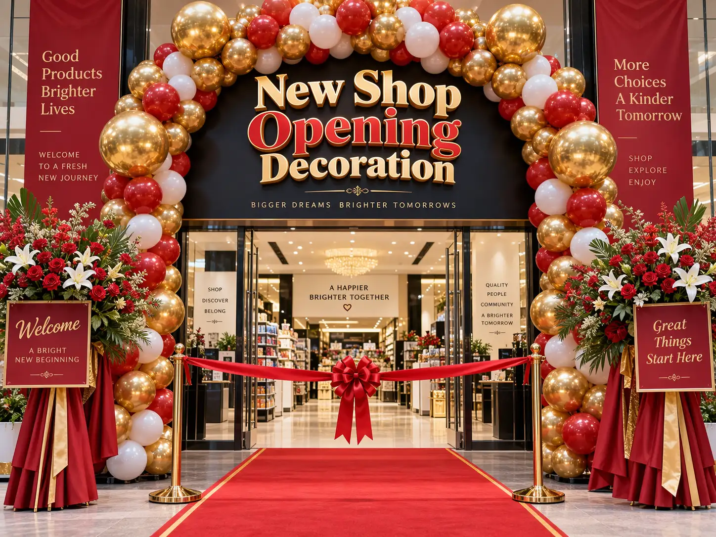 Store opening balloon arch and inauguration decor