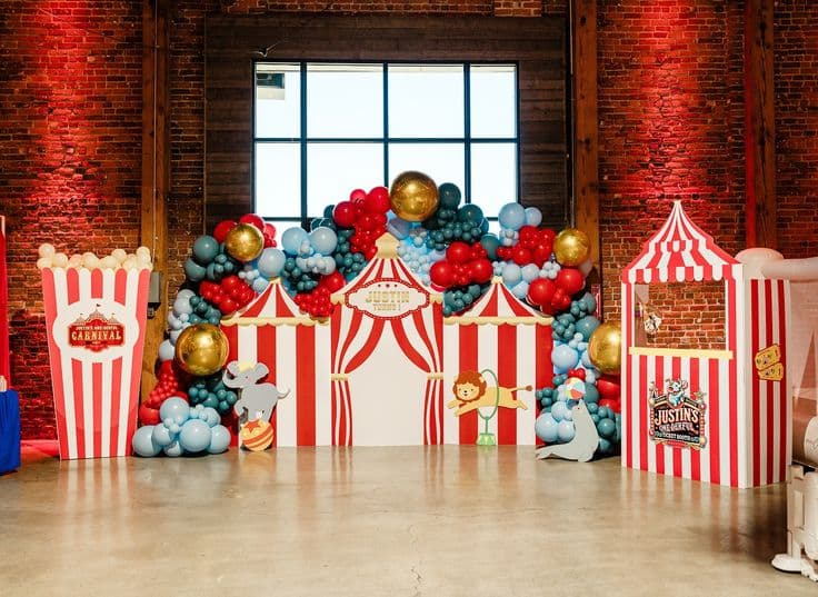 Grand Carnival Circus Extravaganza Backdrop Setup